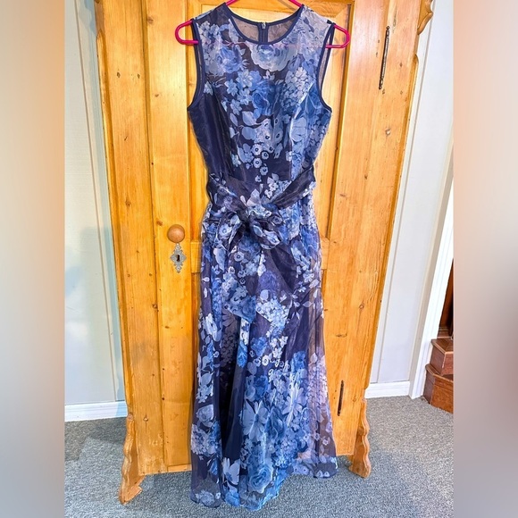 Eliza J Blue Floral Sleeveless Pantsuit 8P - Picture 1 of 12